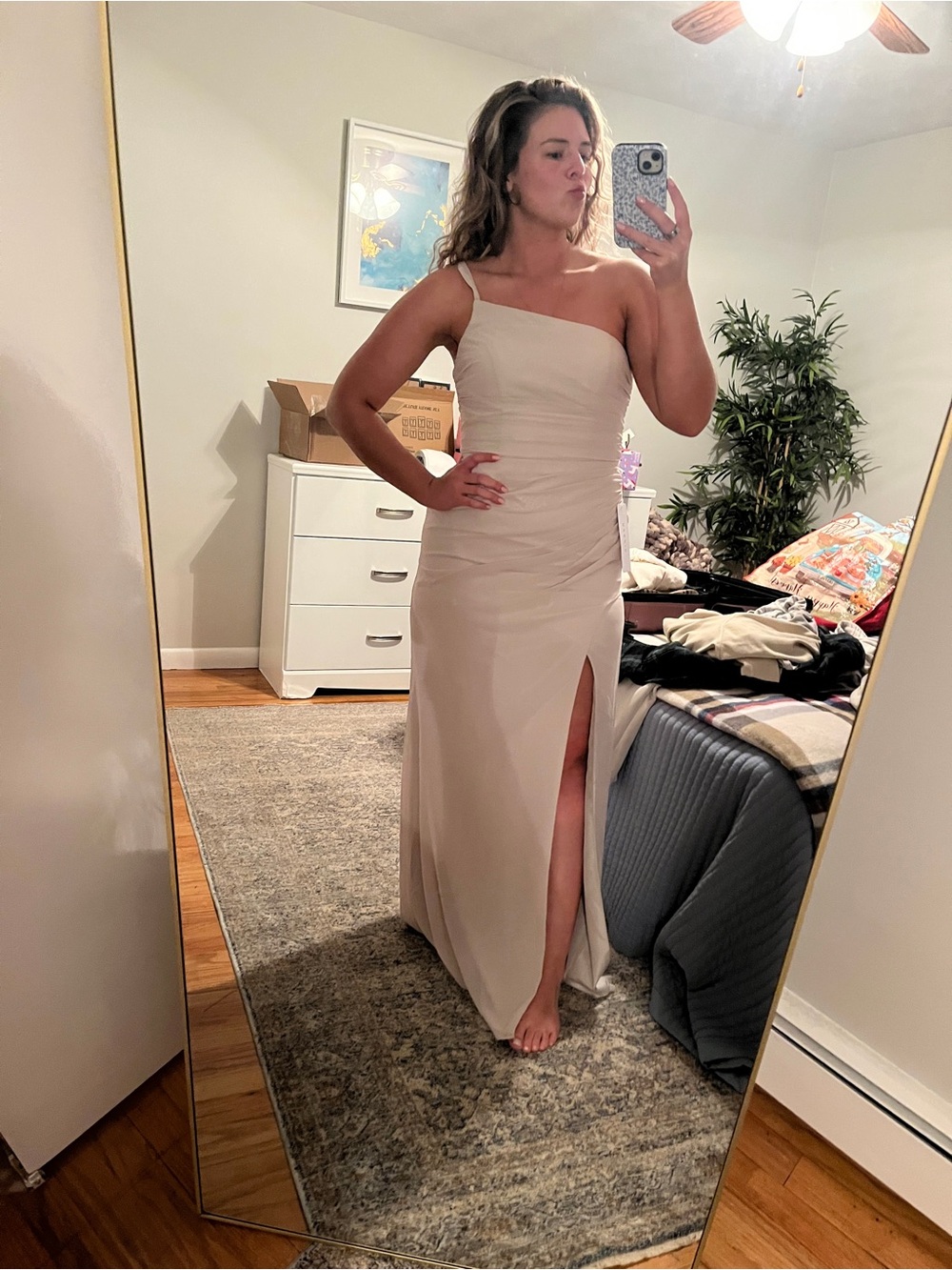 Azazie One-Shoulder Gown in Color Frost - Picture 3 of 6
